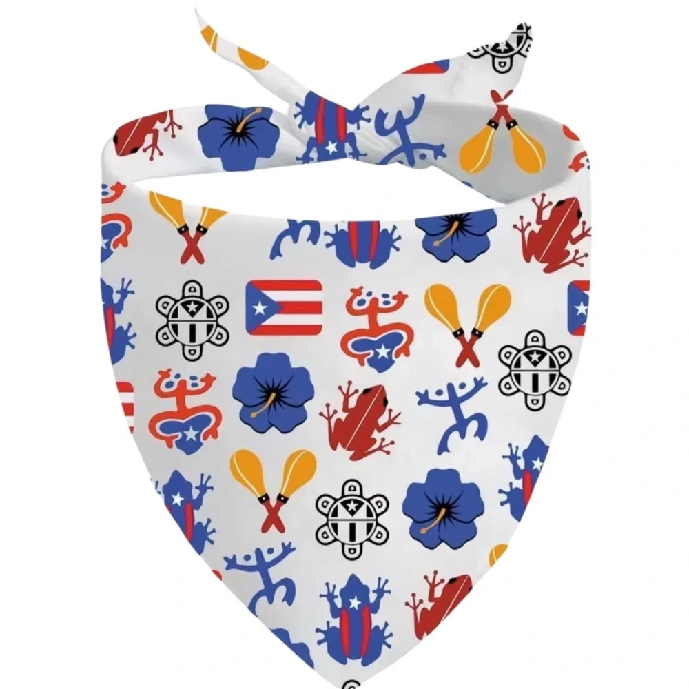 Puerto Rico Icons Themed Triangle Dog Bandanna